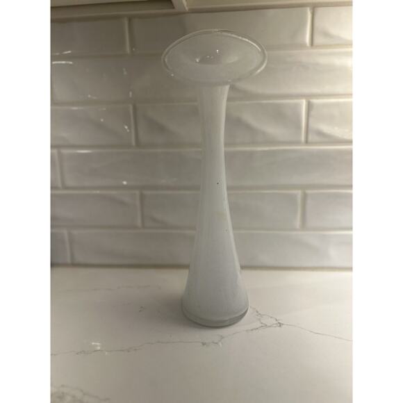 Jack In The Pulpit Vase White Splatter 15”‎ Hand Blown Art Glass - Picture 16 of 16